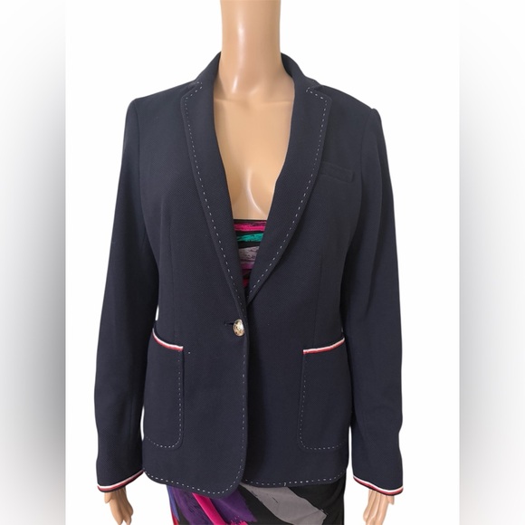 Tommy  hilfilger blazer  women blue Blazer with Red Accents size 10 used - Picture 2 of 8